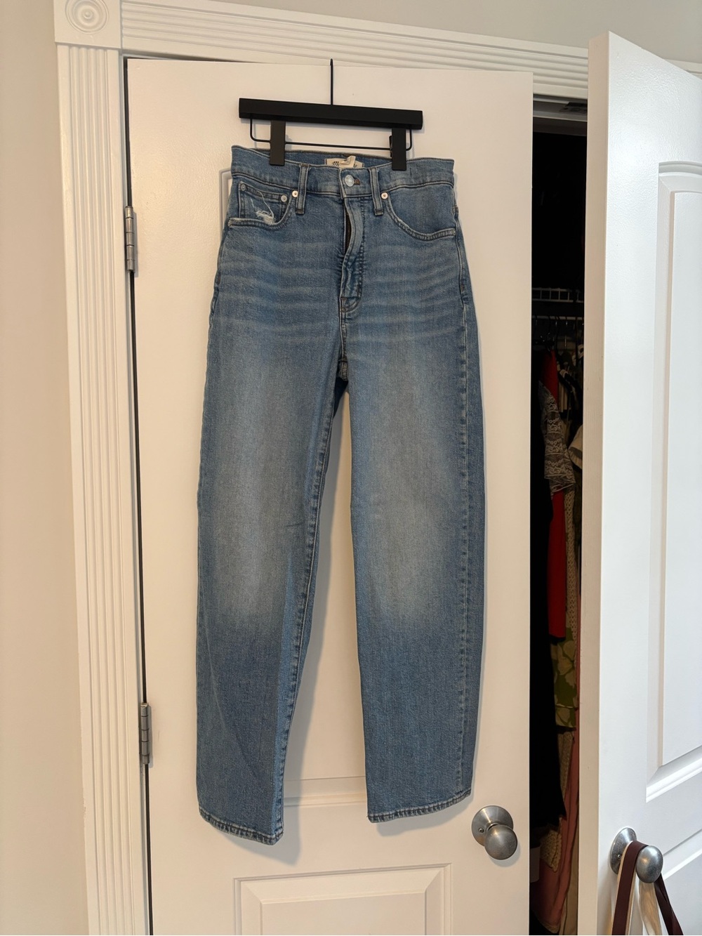 Madewell Perfect Vintage Straight Crop Light Blue Denim Jeans